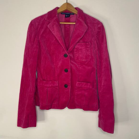 Ralph Lauren Sport Pink Cordoroy 3 Button Cotton Blazer Jacket Preppy Suede 6 - Picture 1 of 15